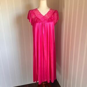 Vintage 80s/90s Cottagecore Pink Midi Nightgown M